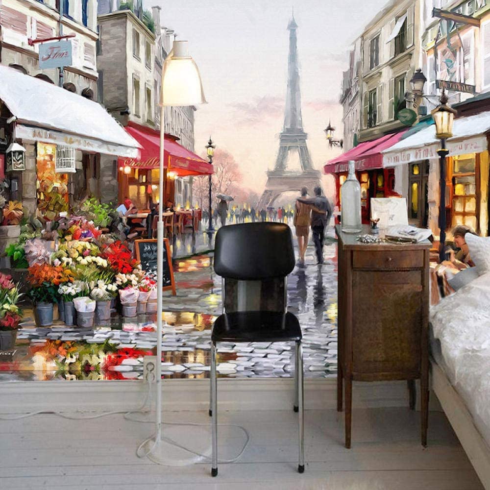 Papel Pintado De Fondo De Tv - Vista Posterior De La Pareja En La Calle De La Ciudad Papel Tapiz Para Decoración De Sala De Estar Mural 3D Sin Costuras Papel Tapiz Para Sala De 250(ancho)x175(alto) cm