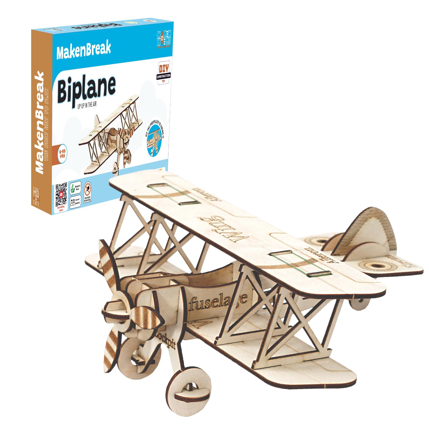 makenbreak Biplane| DIY STEM/STEAM Fixable Toys for Kids 6-7-8-9-10 Years, Aeroplane Pretend Play Educational Building Kit, Best Birthday Gift for Engineering & Interactive Learning |Made in India (B0BLVB6JBK) Amazon Price History, Amazon Price Tracker