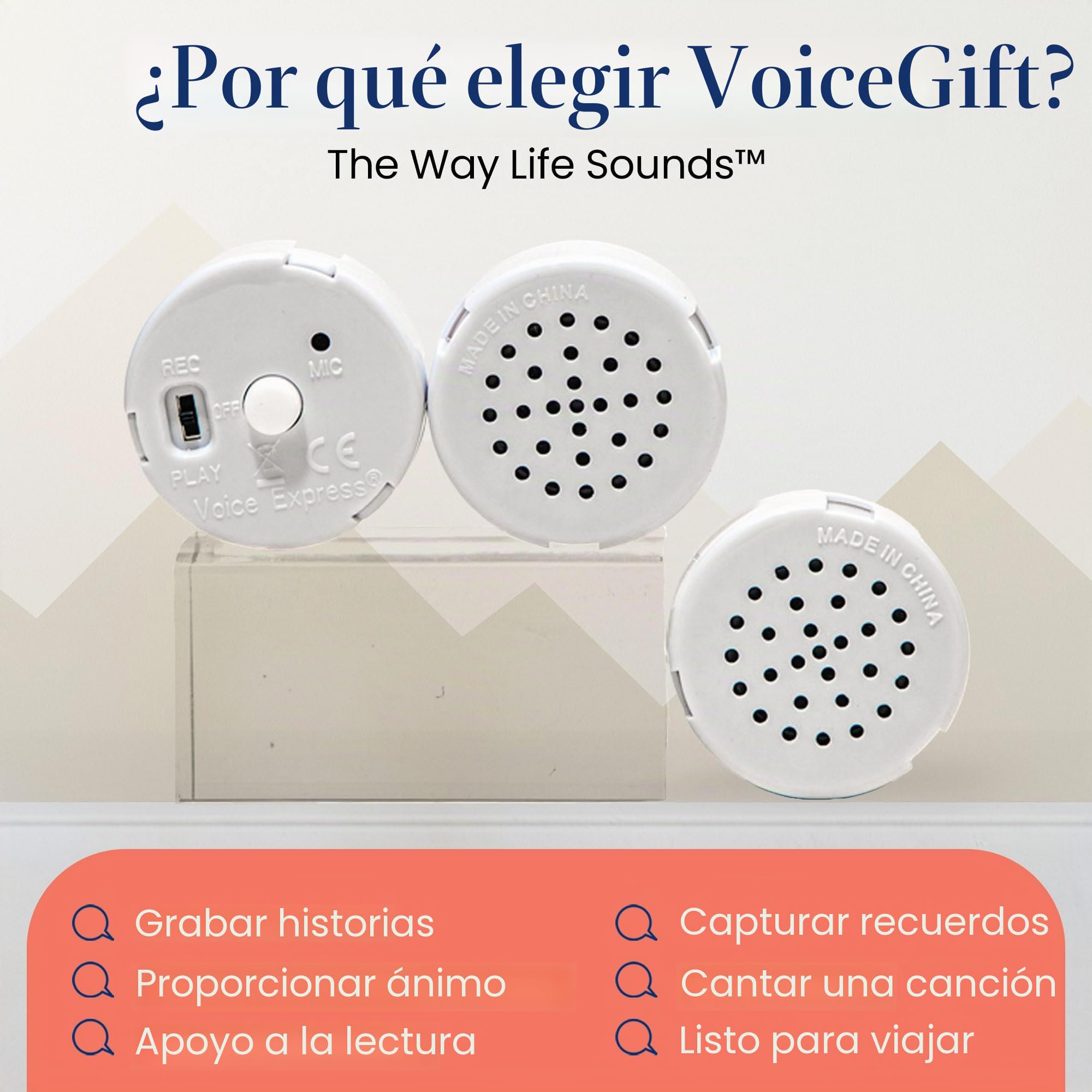 VoiceGift Grabadora de Voz multimensaje de 60 Segundos, graba Mensajes Personalizados para Peluche, Osito de Peluche, muñeca y Almohada, Paquete de 2 (edición estándar)