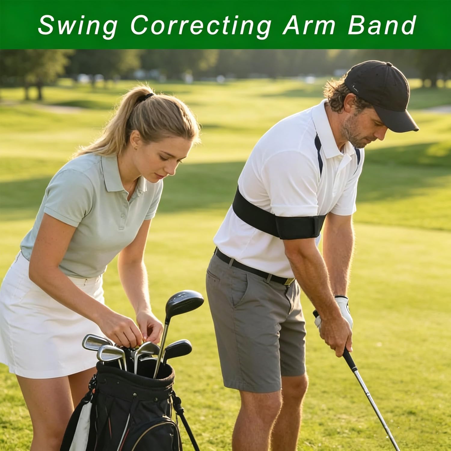 Meiso Brazalete de entrenamiento para golf ajustable corrección swing elástico nailon