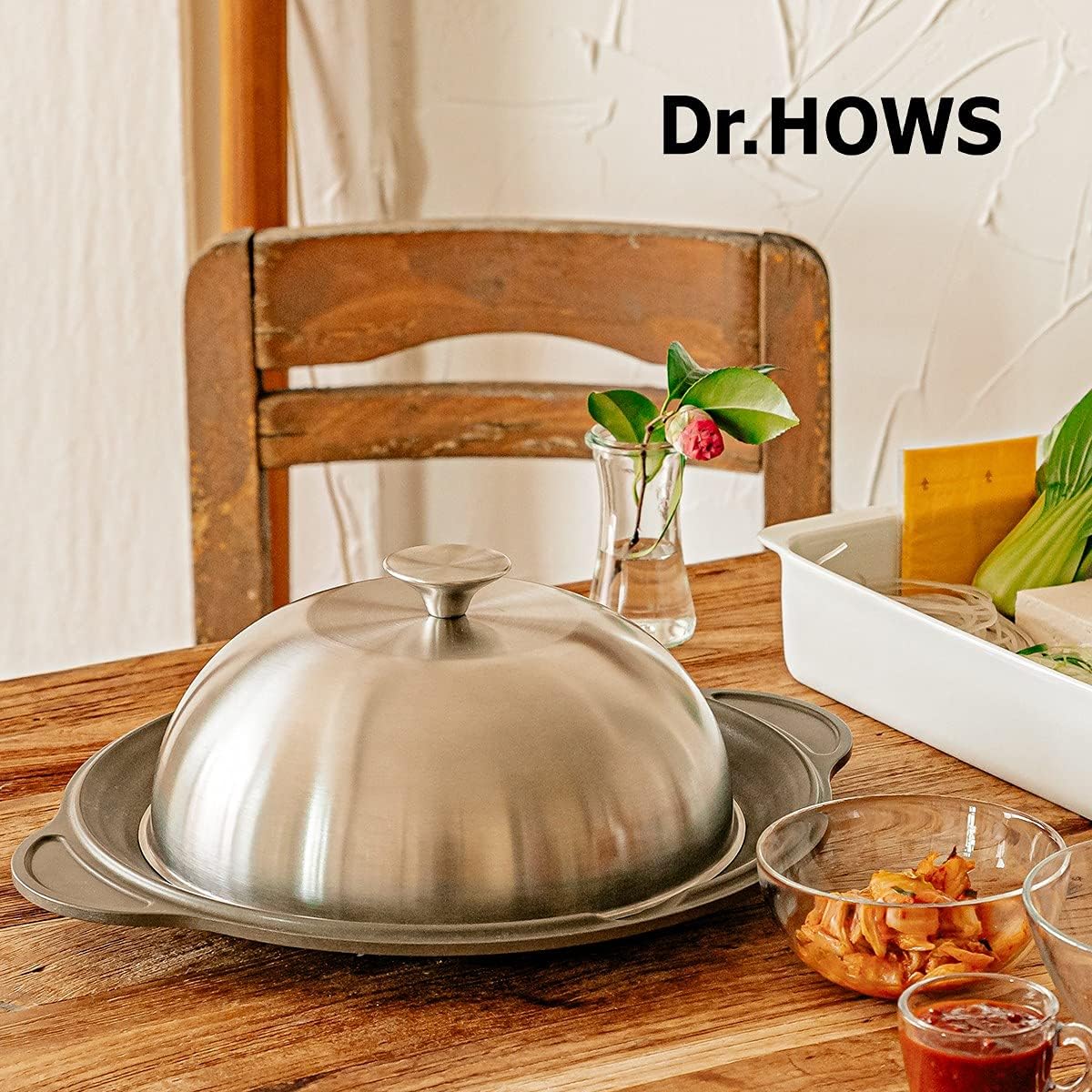 Dr.HOWS OLA Non Stick Griddle Grill 11.8 Inch, Aluminum-Die Casting Indoor Ourdoor Camping, Korean BBQ Stir-fried, Stew, Nonstick Coating, Side Lips Stir Fry Pans with gas stove