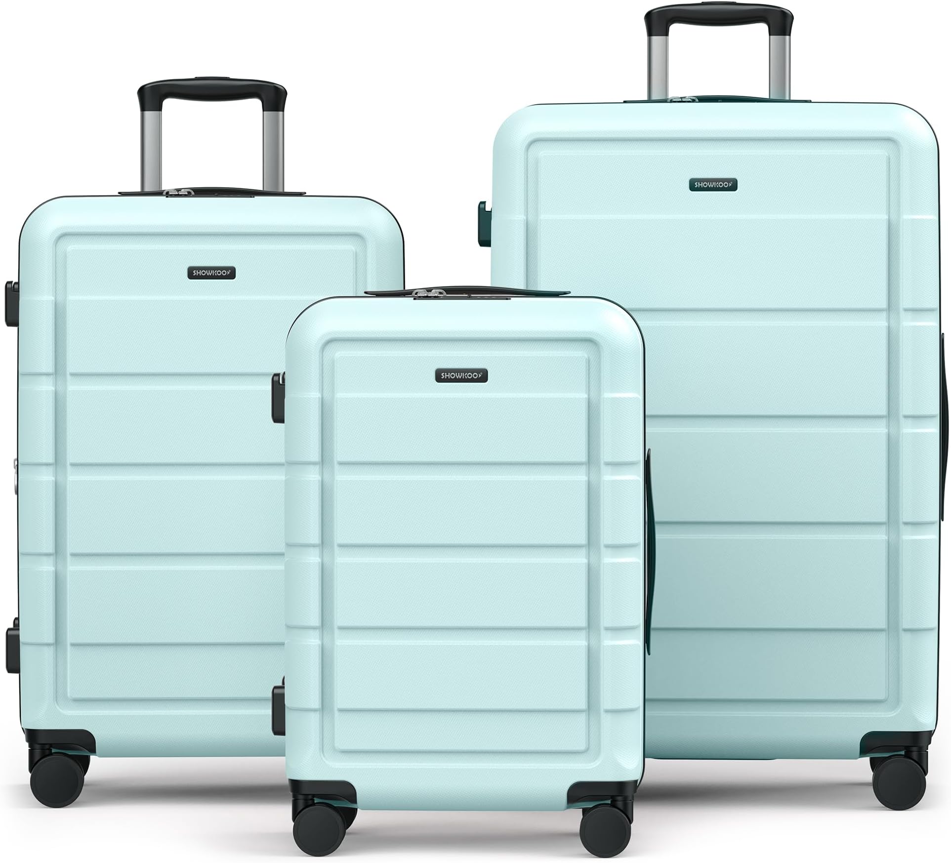 Upgrade Luggage Sets 3pcs, 100% Premium PC Durable Expandable Luggage Suitcase with Double Wheels TSA Lock Mint Green