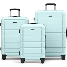 SHOWKOO Luggage Set 3 Piece Hardside PC+ABS Expandable Suitcase, Mint Green | Hardside Expandable Lightweight Durable Travel Luggage with Spinner Wheels TSA Lock, 20" 24" 28"