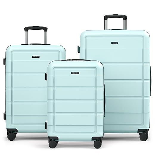 SHOWKOO Luggage Sets Expandable PC+ABS Durable Suitcase Double Wheels TSA Lock Mint Green­