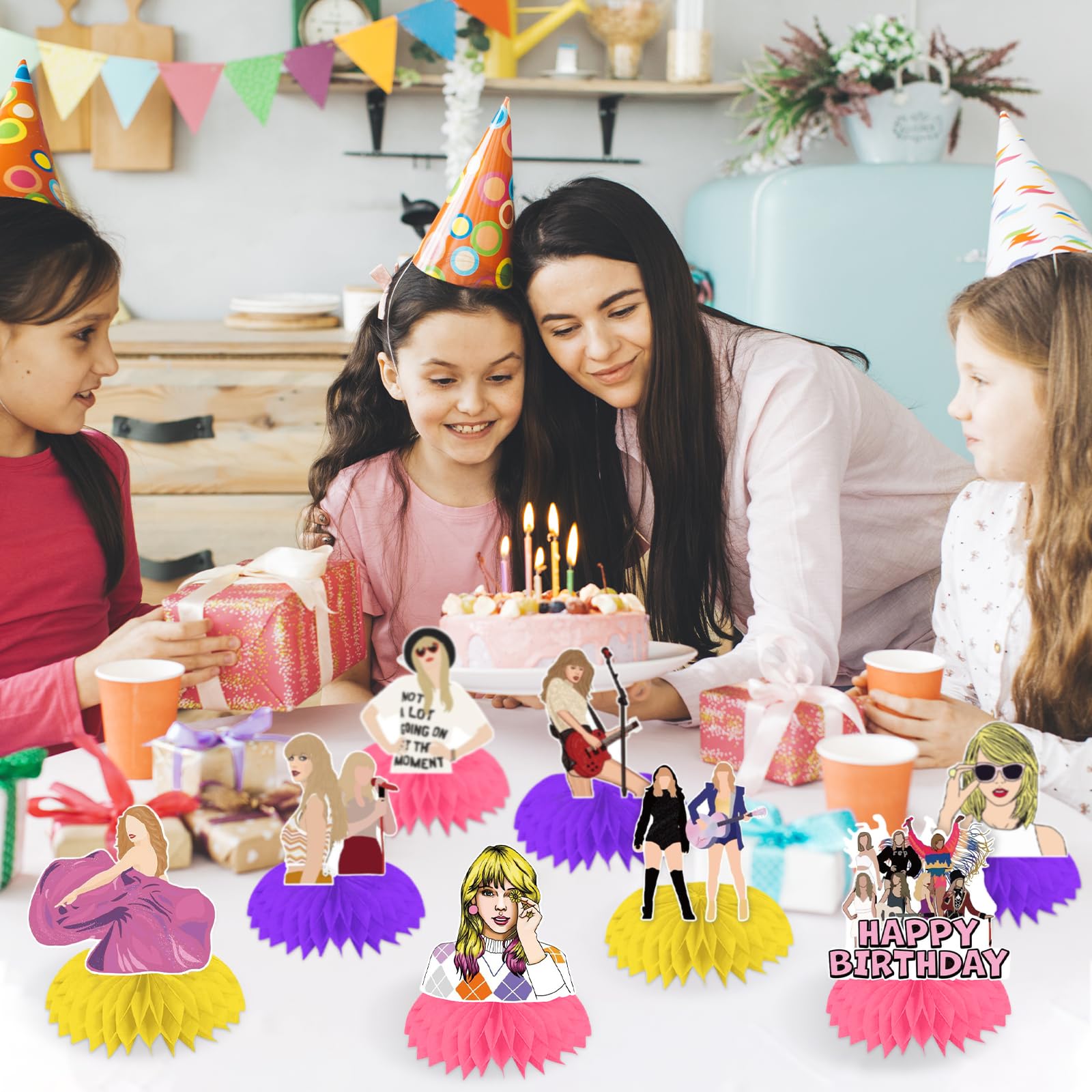 FOSDICK 8 Pièces Nid D'abeille Decoration Table Anniversaire