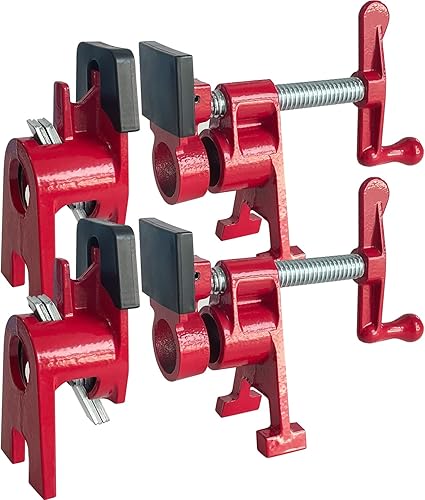 Sutekus Paquete de 2 abrazaderas de tubo de 34 pulgadas para pegar madera con patas en forma de H, abrazaderas de barra de hierro fundido resistente Sutekus Paquete de 2 abrazaderas de tubo de 34 pulgadas para pegar madera con patas en forma de H, abrazaderas de barra de hierro fundido resistente