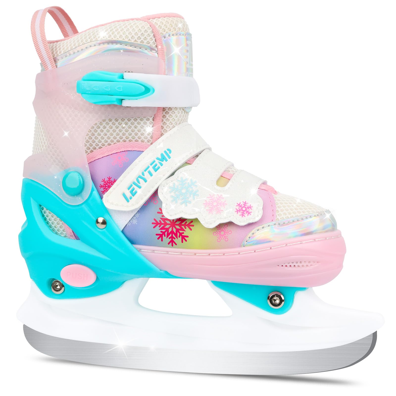 LEVYTEMP Kids Adjustable Ice Skates for Girls Boys, 4 Size Expandable Hockey Skates with Triple Safety Straps, Warm Lining & Stainless Steel Blades — image 1