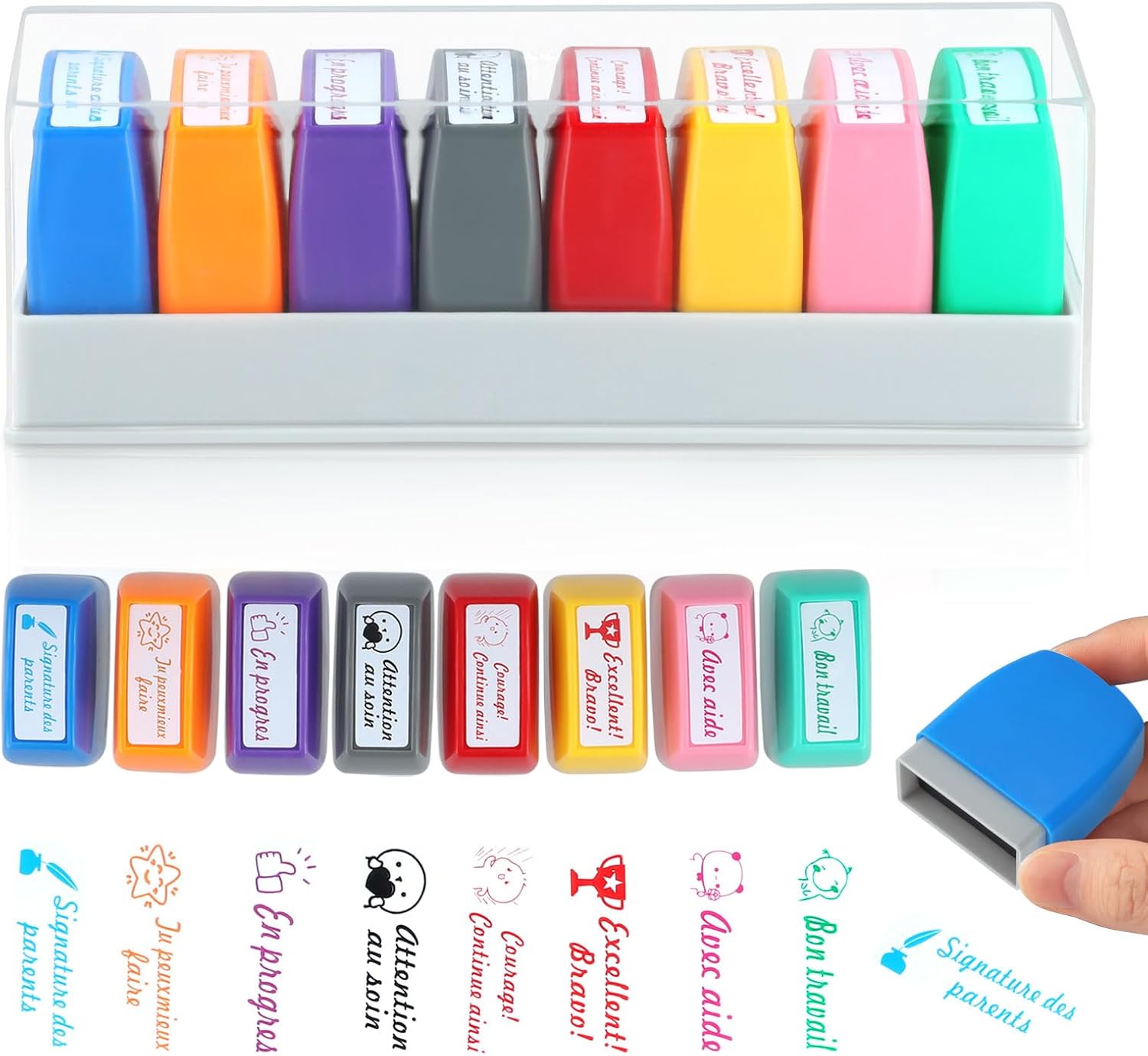 8PCS Tampon Enseignant, Tampon Encreur Enseignant, Tampon Maitresse d