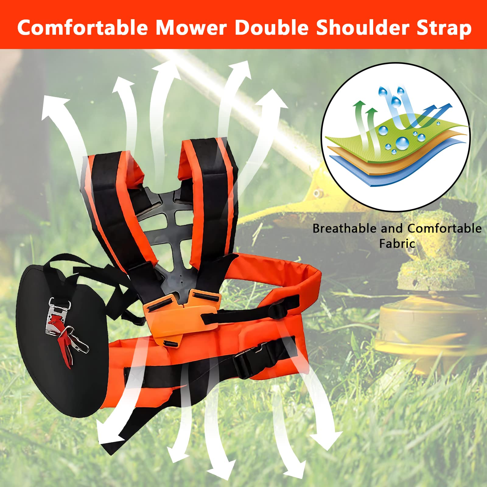 Tracolla a Doppia per Decespugliatore, Professionale Tracolla per Trimmer, Cintura Decespugliatore Universale, Regolabile Tracolla per Tagliaerba, Doppia Tracolla per Tagliaerba da Giardino