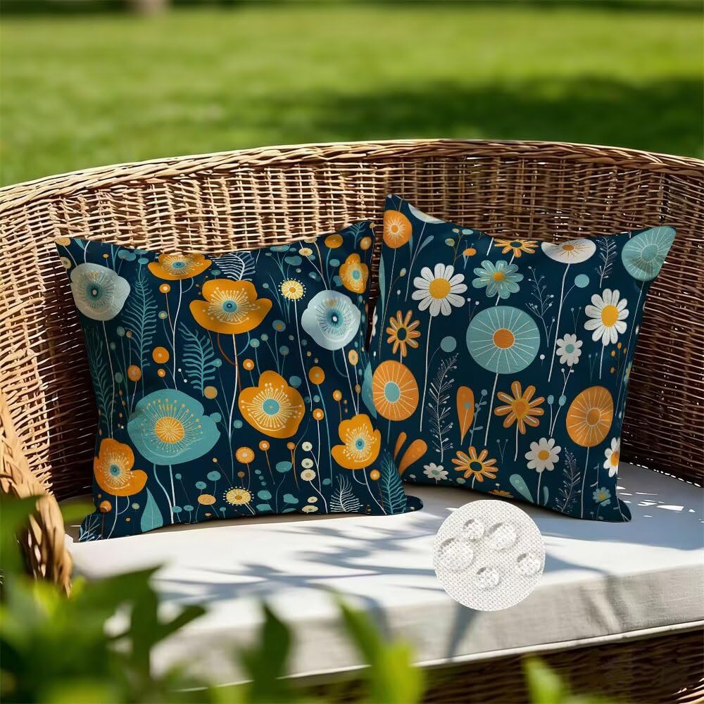 Federe Cuscini da Esterno Impermeabili 65x65 Blu Intenso Copri Cuscini per Divano Floreale Federa Cuscino Cartoon Decorativi Copricuscini per Divano Giardino Soggiorno Copricuscino Set di 2 (IU103)