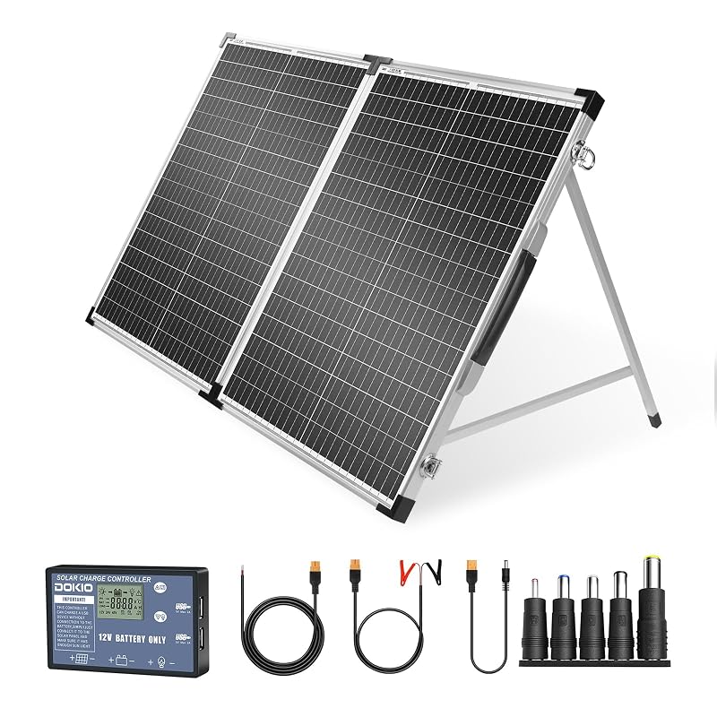 Painel Solar Dobrável DOKIO 100 W Monocristalino Portátil com Controlador para Baterias de 12 V FSP-100M
