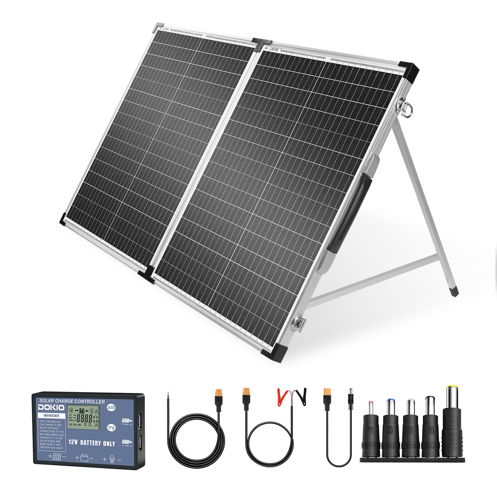 DOKIO Foldable Solar Panel 100 Watt Monocrystalline Solar Suitcase