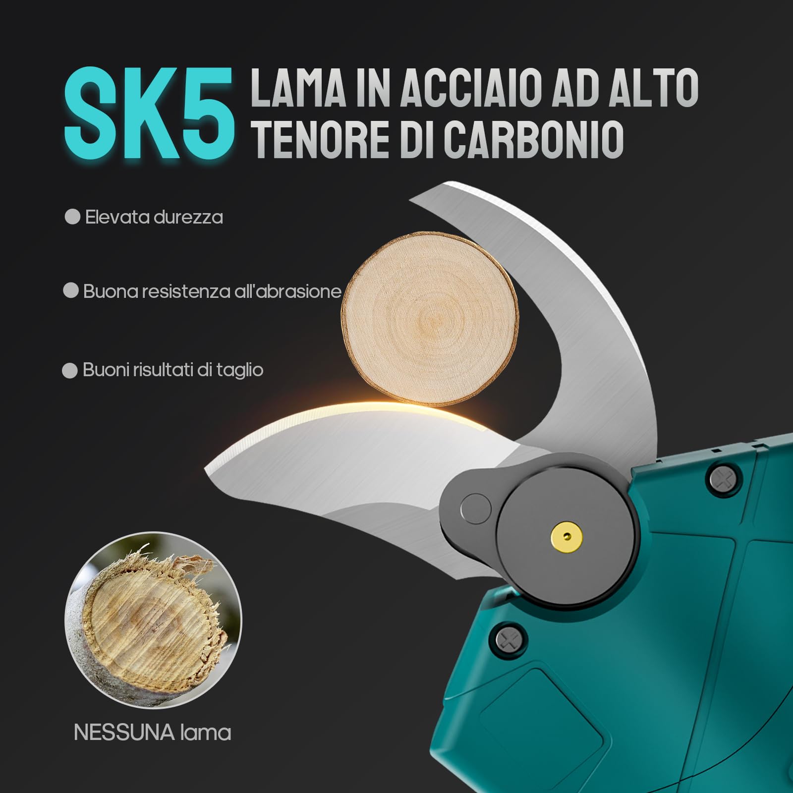 Geevorks Forbici Potatura Elettriche-30mm Cesoie Potatura Elettriche Professionali Con 2 21V/2000 mAh Batteria-Forbici a batteria da potatura per potatura per Giardinaggio Albero da Frutta Delle Viti