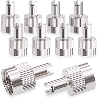 10PCS Tire Valve Stem Caps, Nickel Brass Slotted Slot Valve Stem Caps with Valve Core Remover, with O Rubber Ring, Universal for Cars, SUV, Trucks, Bikes, Motorcycles, Bicycles