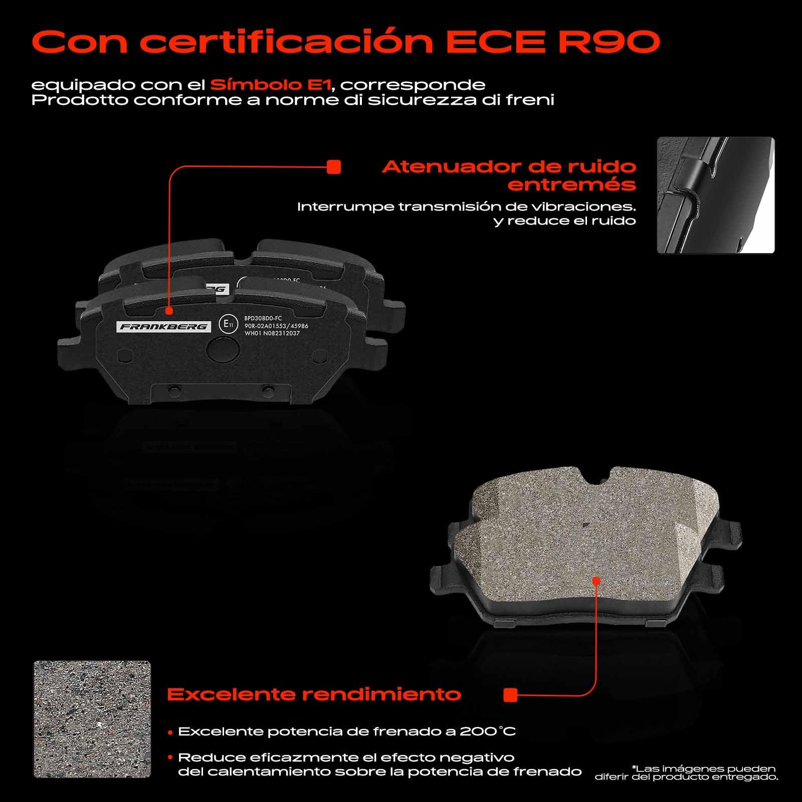 Frankberg 2 discos de freno + 4 pastillas de freno | Compatible con: Serie 1 Convertible E88, Serie 1 E81, Serie 1 Coupé E82, Serie 1 E87