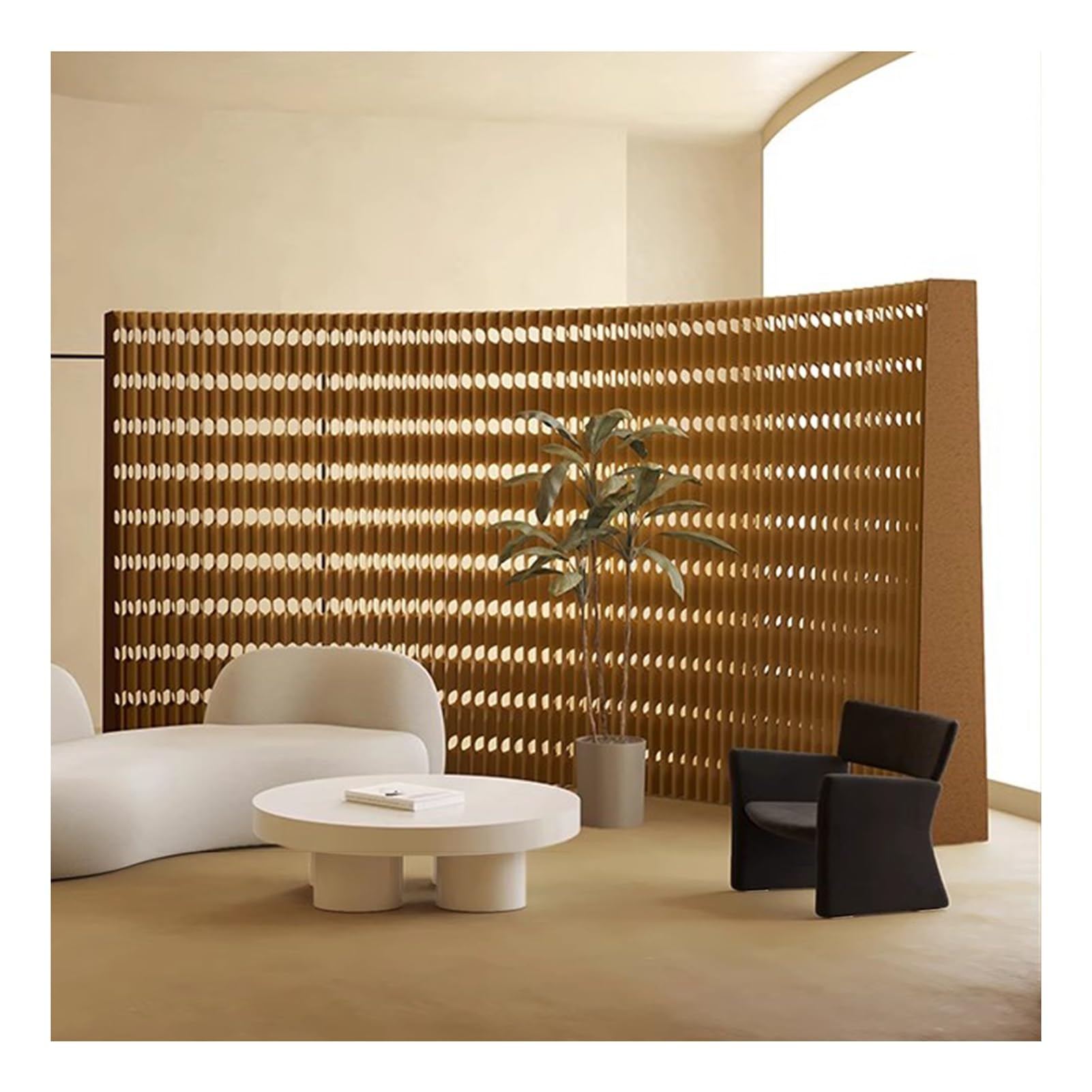 Divisori per ambienti, Parete divisoria in carta deformabile alta 6, 56 piedi, lunghezza 3(Brown,2x1-2 m/6.56x3.28-6.56 ft)