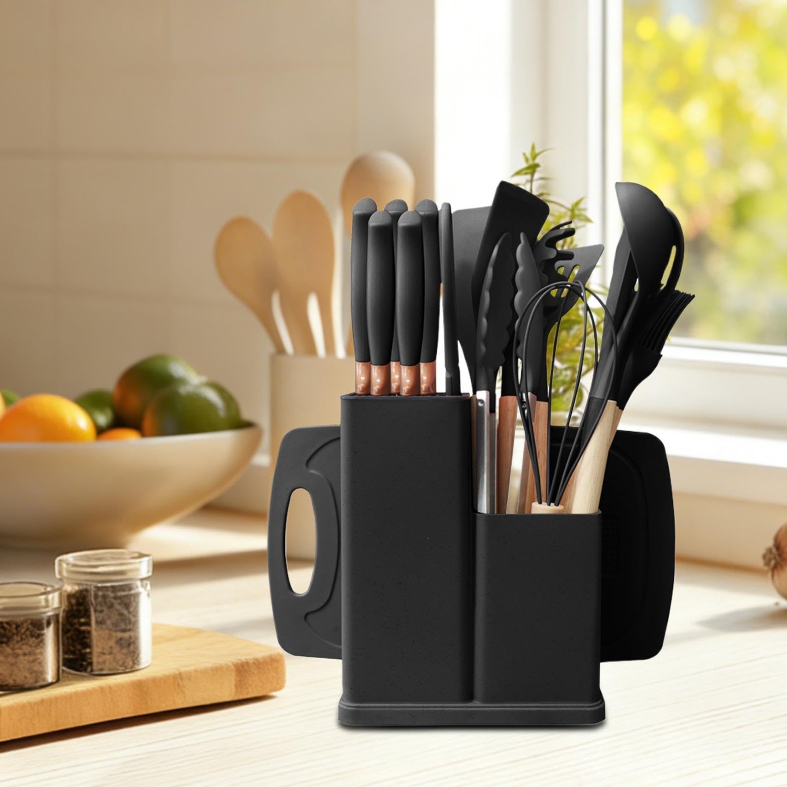 Juego De Utensilios De Cocina Kit 19 Piezas Silicona Antiadherente | Set De Herramientas De Cocina Para Interior Casa Mostrador Encimera Apartamento Familia Doméstico