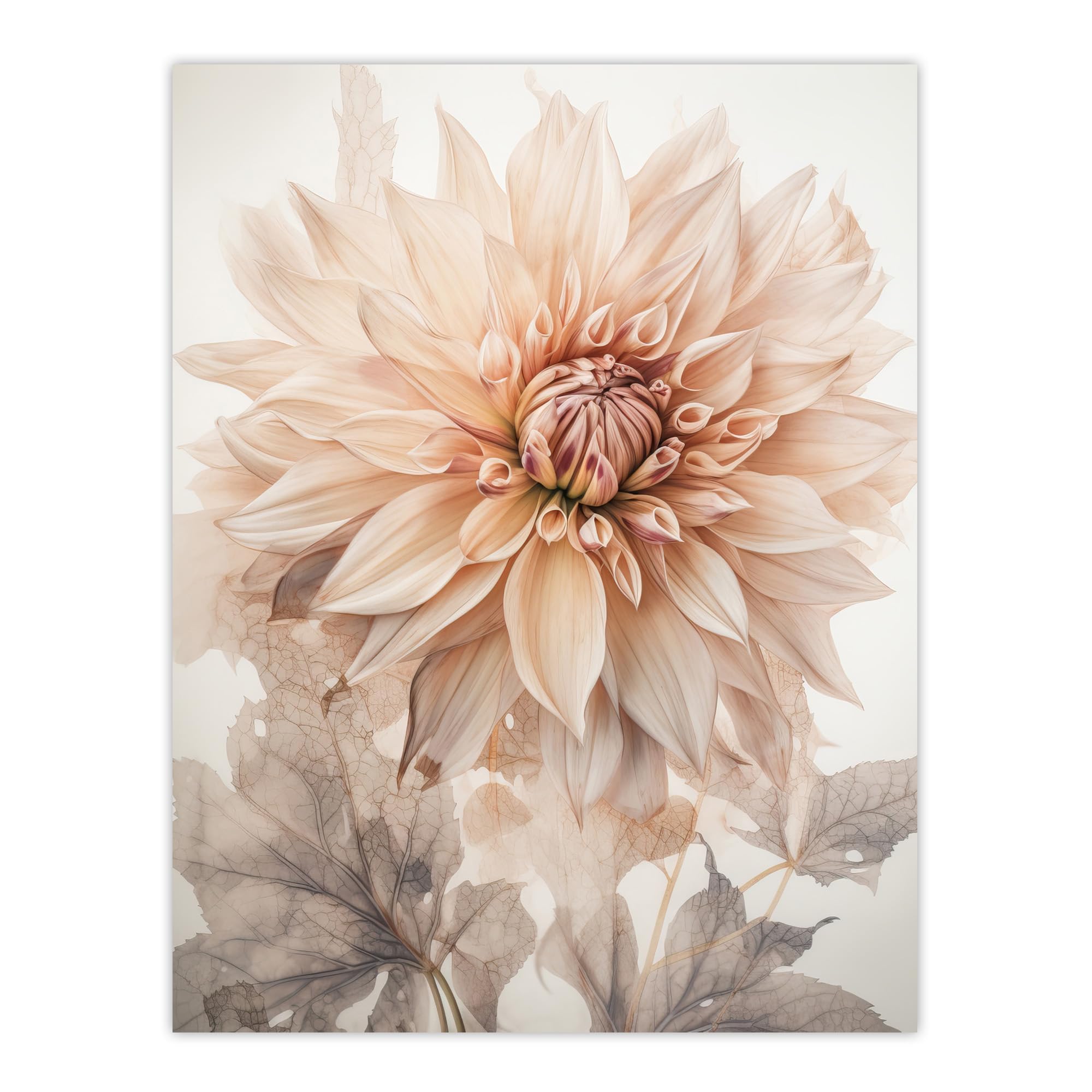 Artery8 Wall Art Poster Print - Dahlia Flower - Pastel Tone - 18x24 Inch