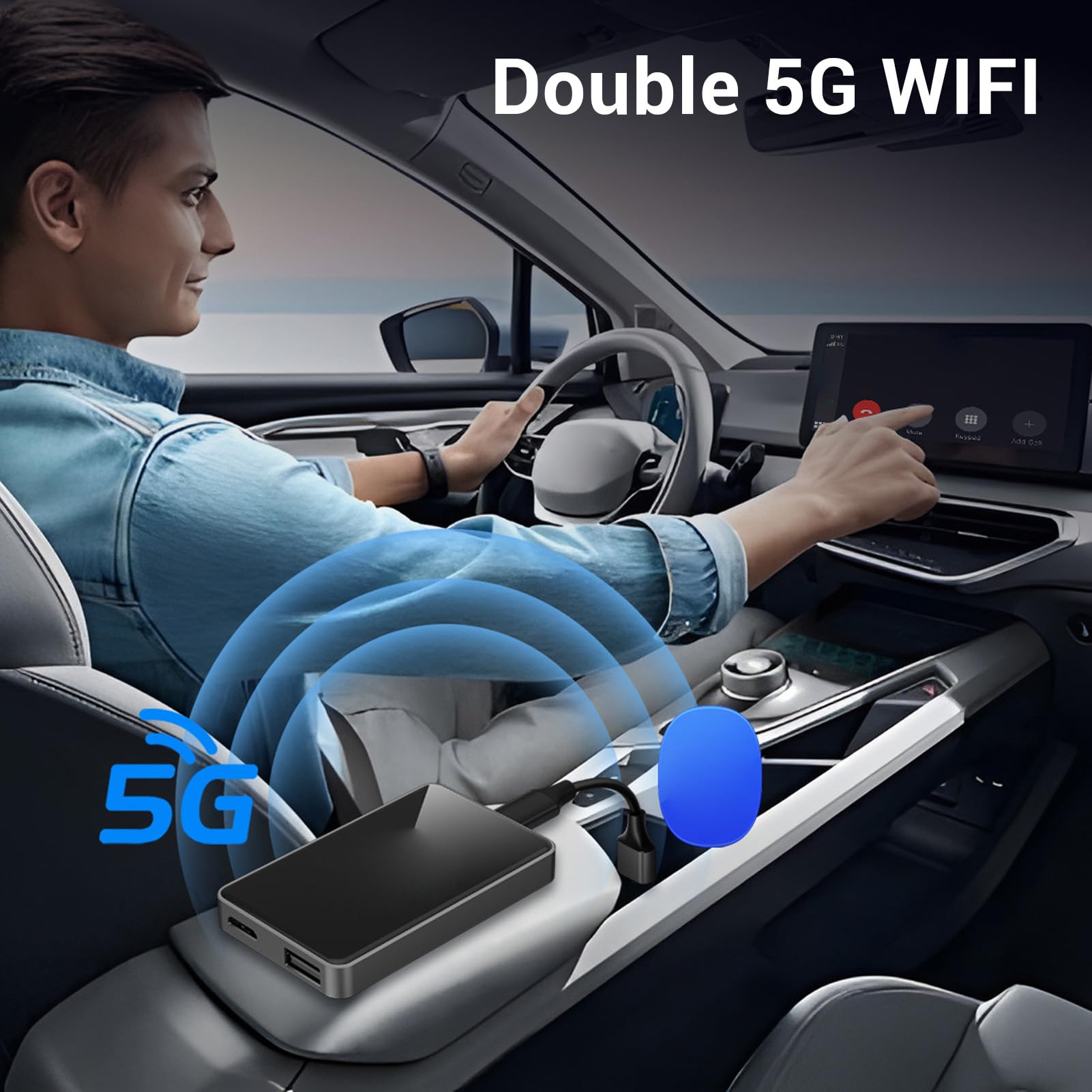 Tosuny Dongle 'adattatore Video per Auto Wireless, Convertitore di Bastoncini da 2 in 1 Auto e Convertitore di Focolare con Reti Wifi a Doppia Wifi e 5.0, per IOS 10+ e 12 (4 GB+32 GB)
