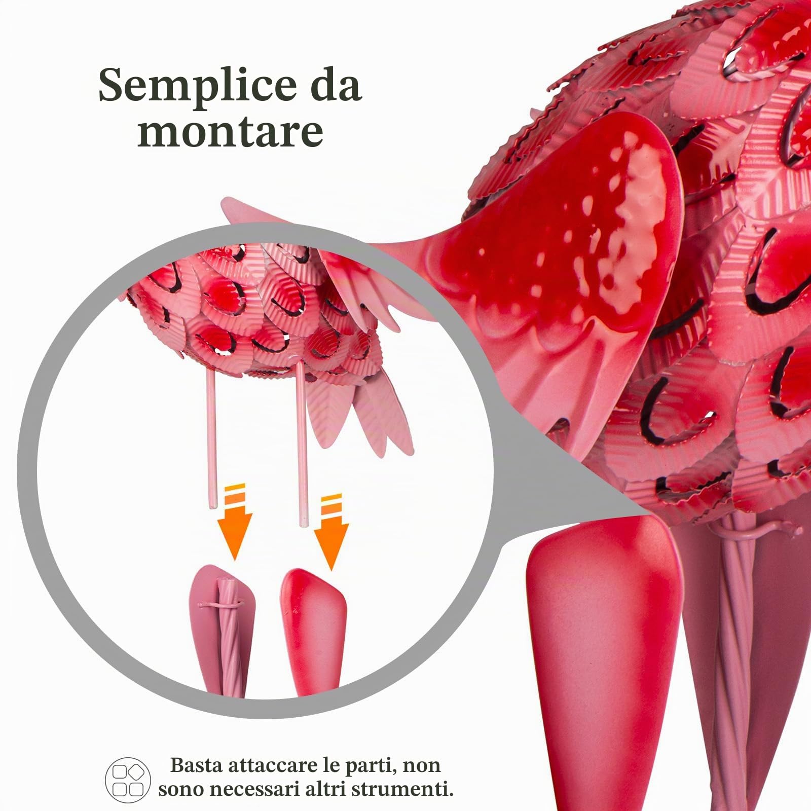 2 pezzi di sculture da giardino di fenicotteri in metallo con fenicotteri rosa per la decorazione esterna di cortile, terrazzo, prato, veranda e giardino (rosa)