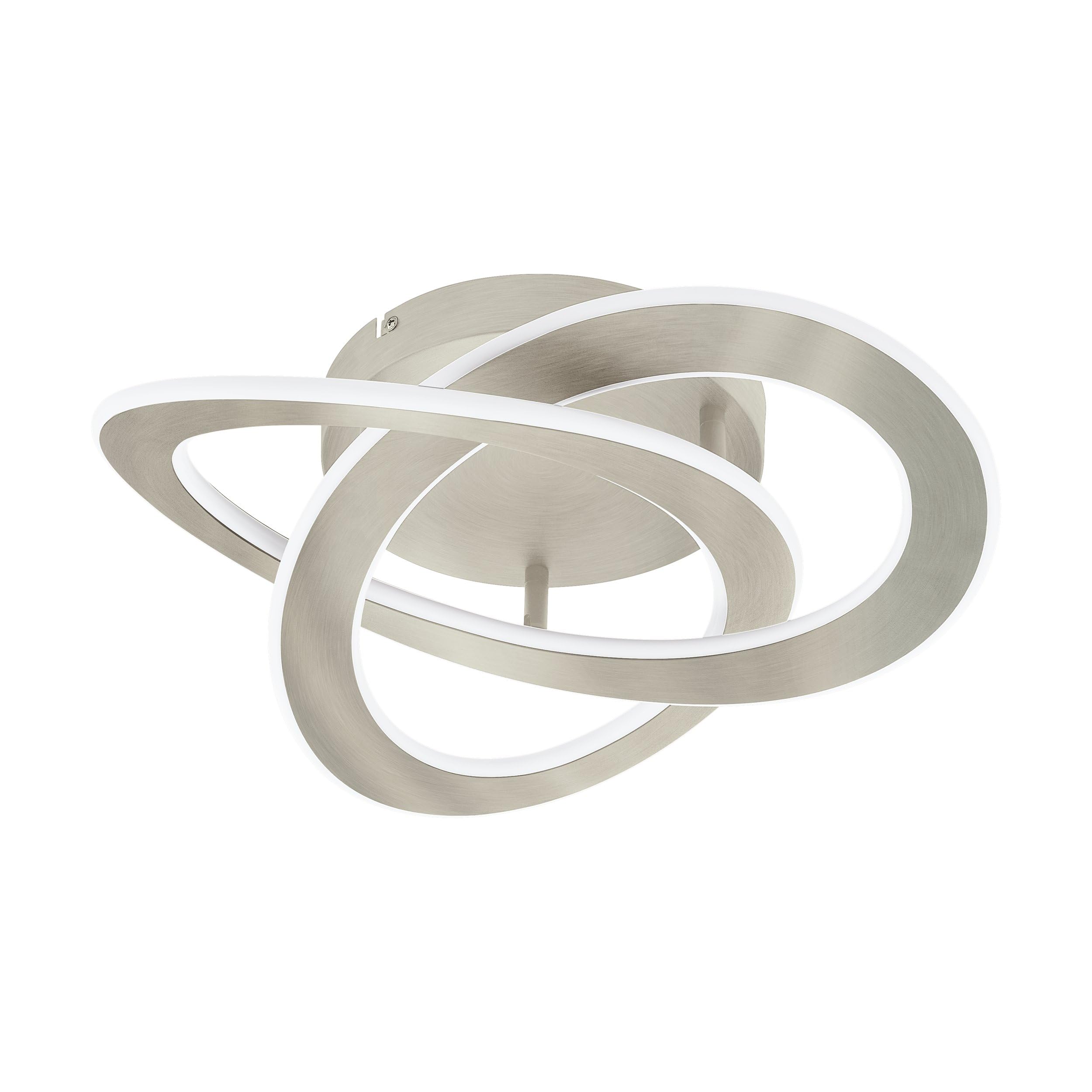 Eglo LED Ceiling spot Rolimare, Ceiling Light Fitting with Swirl Ribbons, Living Room lamp Made of Aluminium in Brushed Nickel and White Plastic, Neutral White