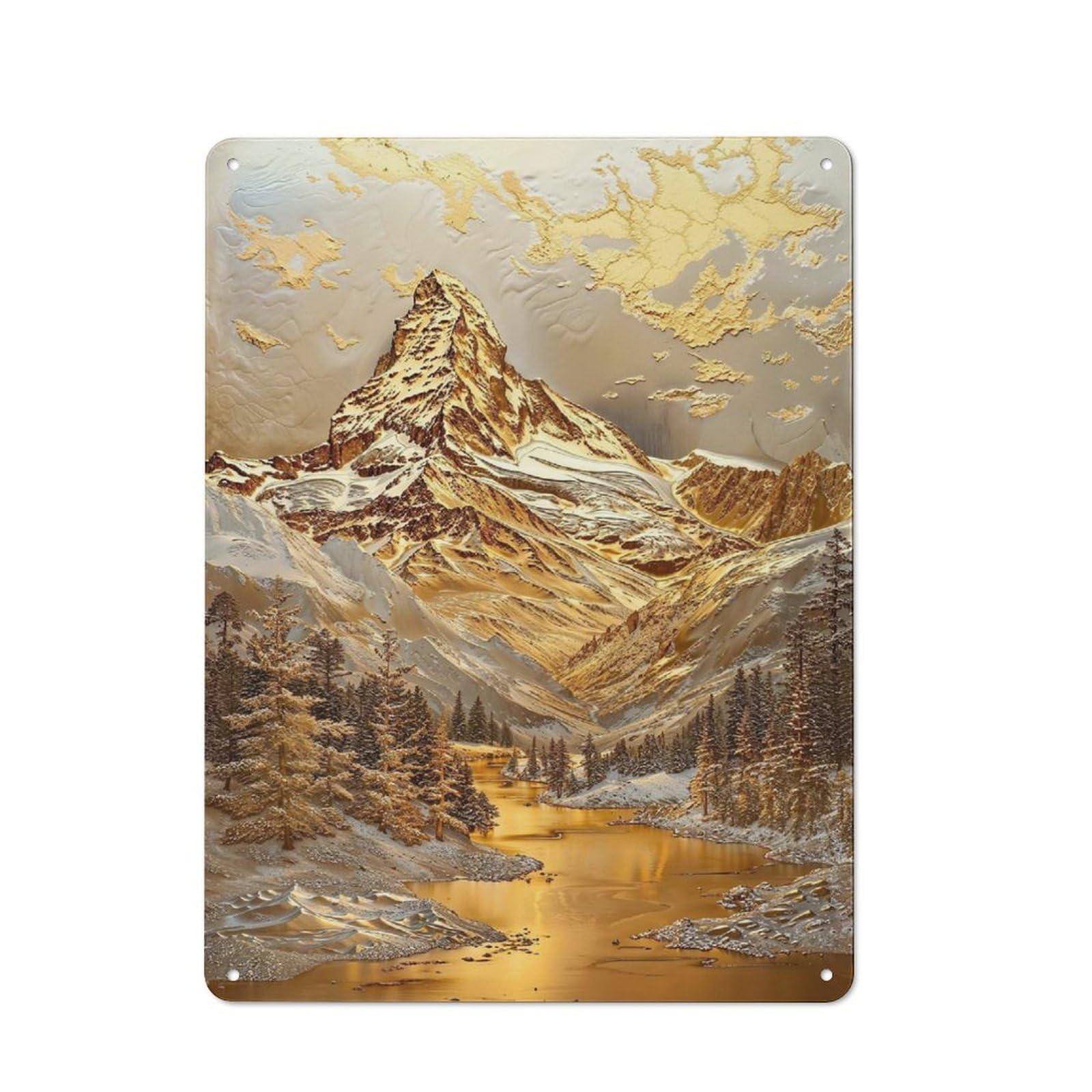 Junmoney Style-24 Gilded Matterhorn Majesty Retro-Style Tin Sign 40X30cm For Man Cave Or Games Room, A Metal Wall Feature For Games Rooms And Man Caves