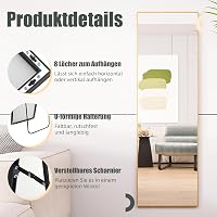 AUFHELLEN Álló Tükör 140x40 cm - Arany Fém Kerettel, HD Minőségű Teljes Alakos Tükörlap, Akasztóval, Nappali és Öltözőszoba Berendezéséhez 4