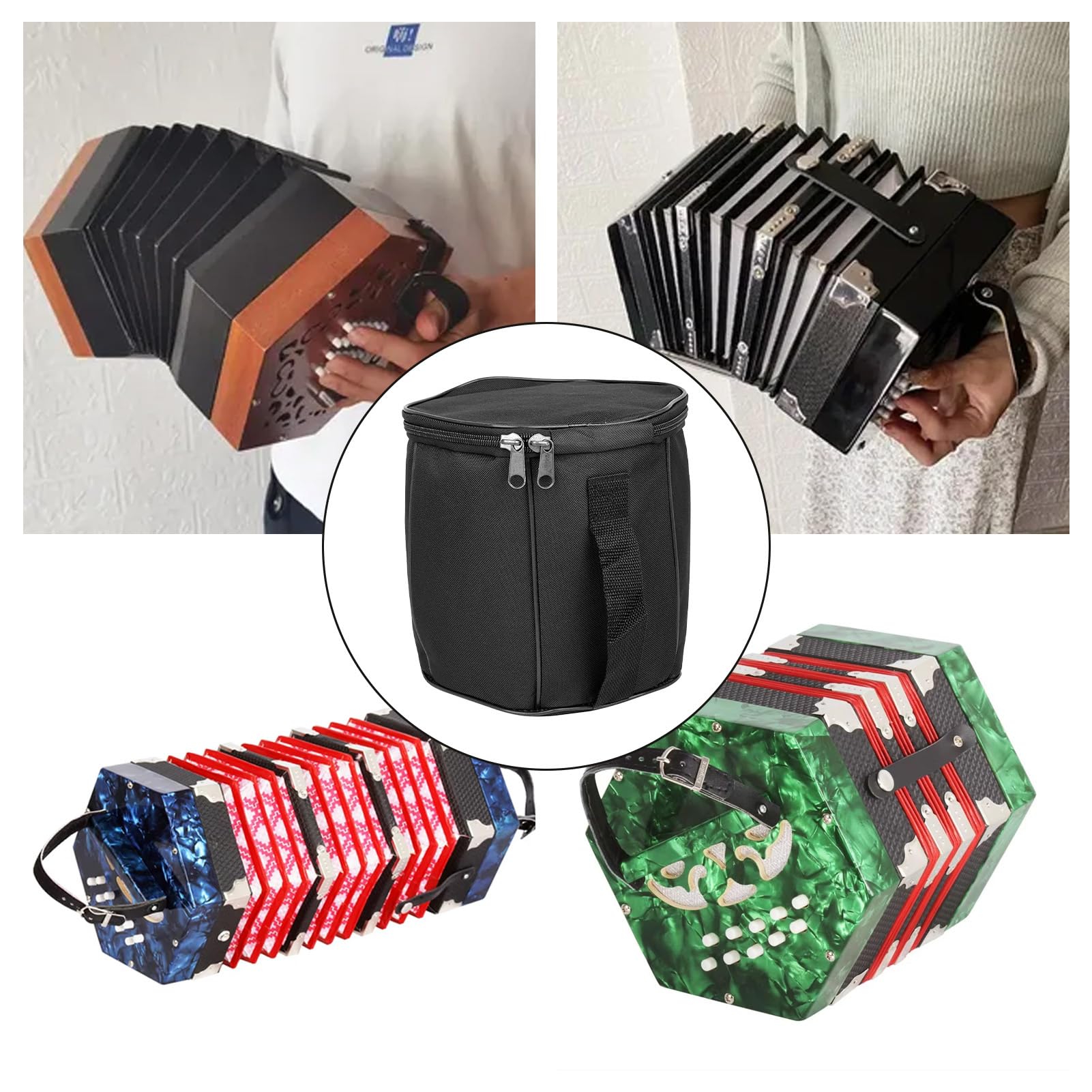 Sac de transport pour accordéon – Sac d'accordéon résistant à l'usure, étui de concertina pour piano basse | Sac de rangement étanche pour la maison, sac de rangement portable pour accordéon pour