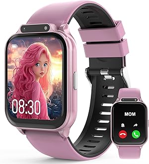 Smart Watch for Kids 1.85" with Fitness Tracker, Sleep Monitor, 22/100+ Sport Modes, DIY Dial, IP68 Waterproof, Step Counter, Heart Rate, Camera, with/Without APP, Gift for 3-12 Years Old Girls