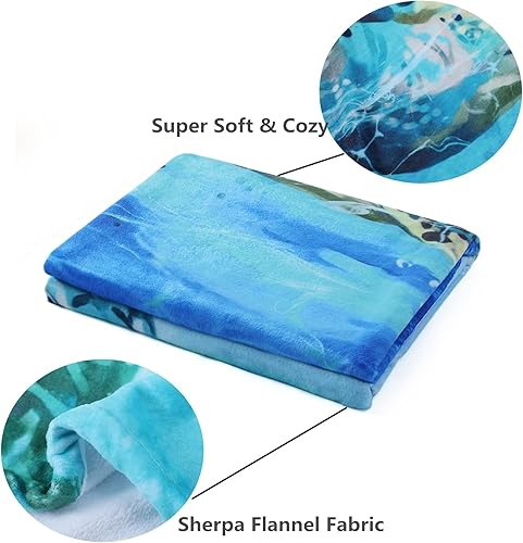Miniatura 5 de Sviuse Manta de tortuga marina, tamaño individual, manta de tortuga 3D azul para mujeres, hombres y niños, regalo para amantes de las tortugas (60 x