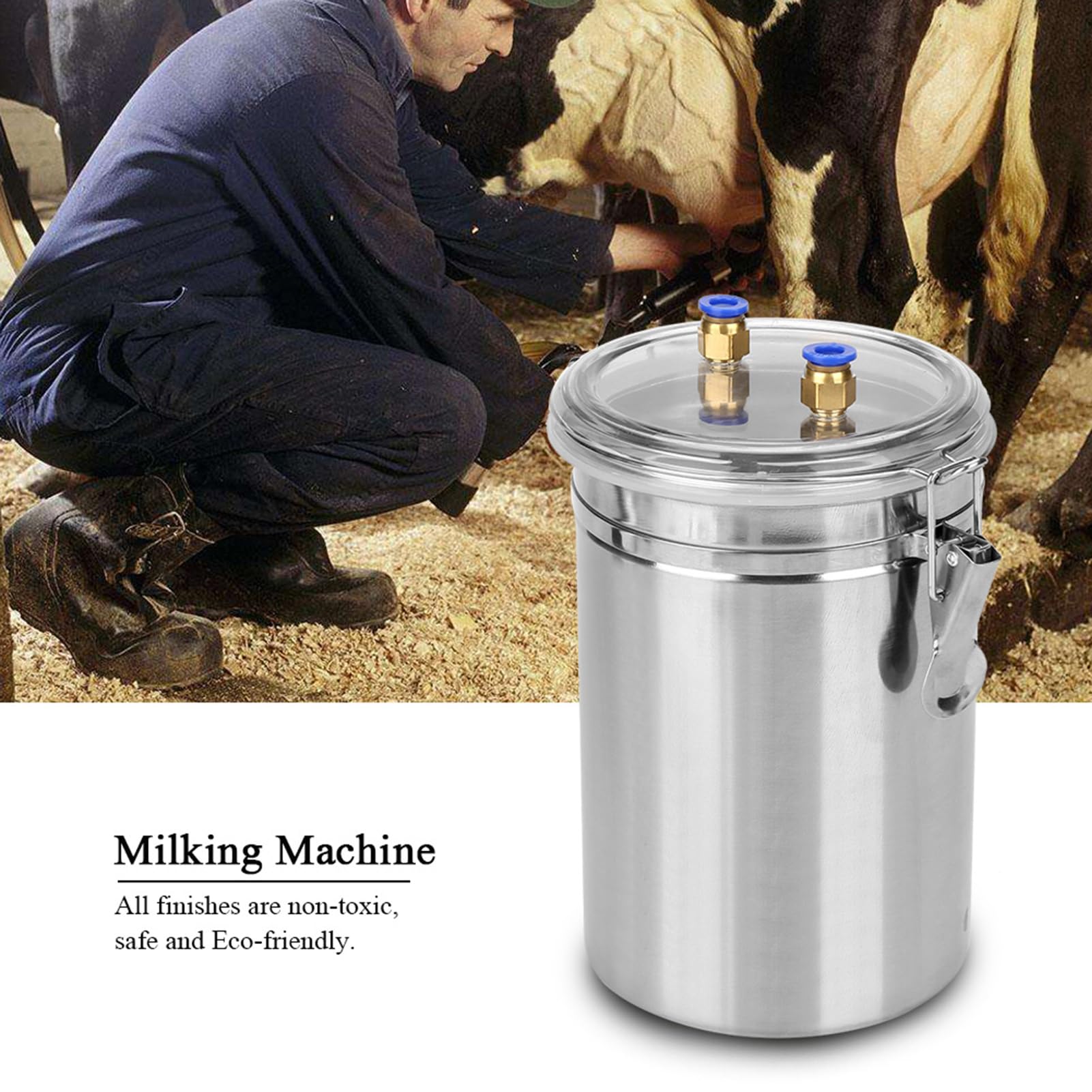 Mungitore Elettrico Portatile 2L Mungitore Elettrico in Acciaio Inox con Bottiglia e Pompa a Pressione per vacche di Capra(Pecora)