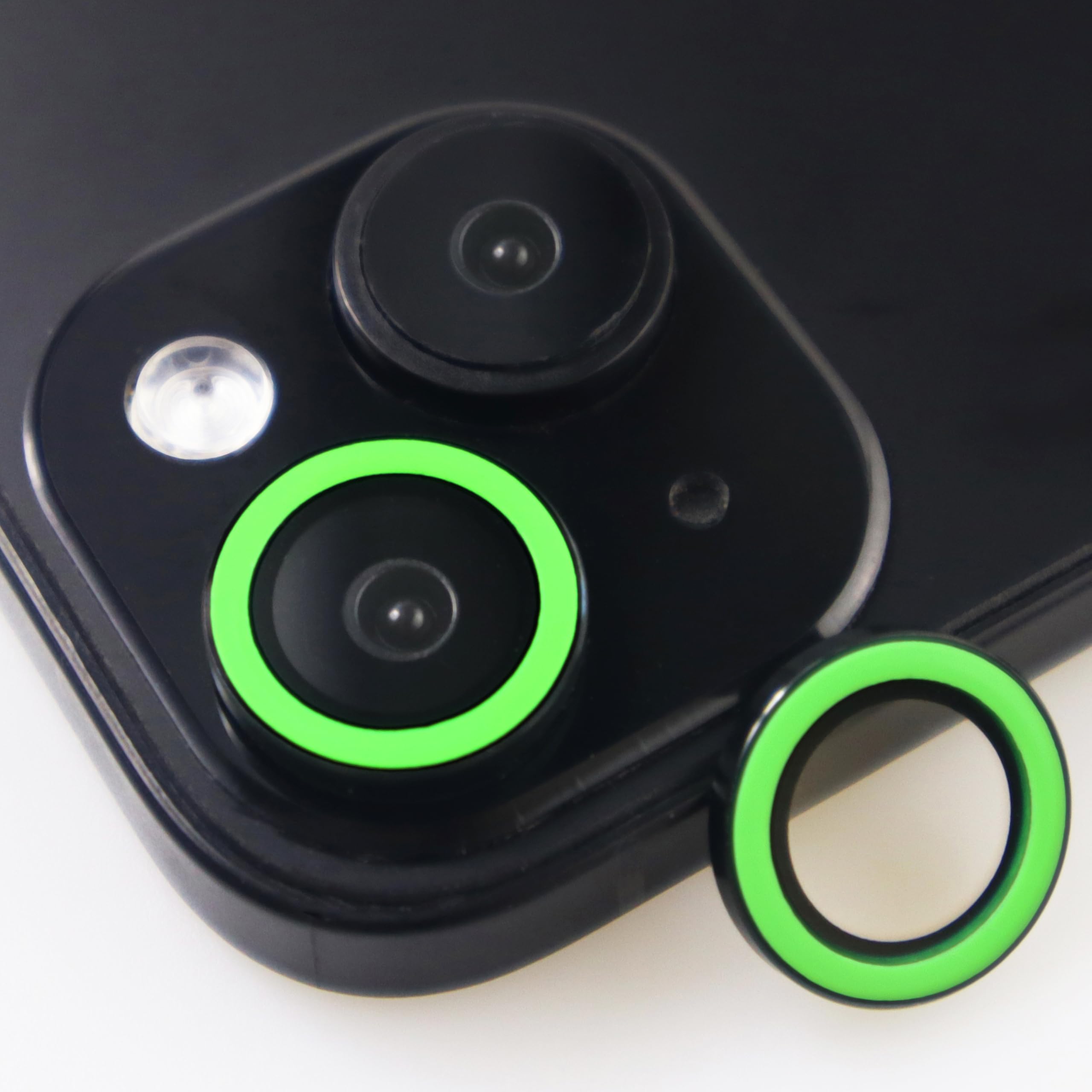 BONVAN for iPhone 15/15 Plus Camera Lens Protector Glow in the Dark Tempered Glass Screen Accessories Luminous Lens Cover for iPhone 15/15Plus (2PCS) (Green)