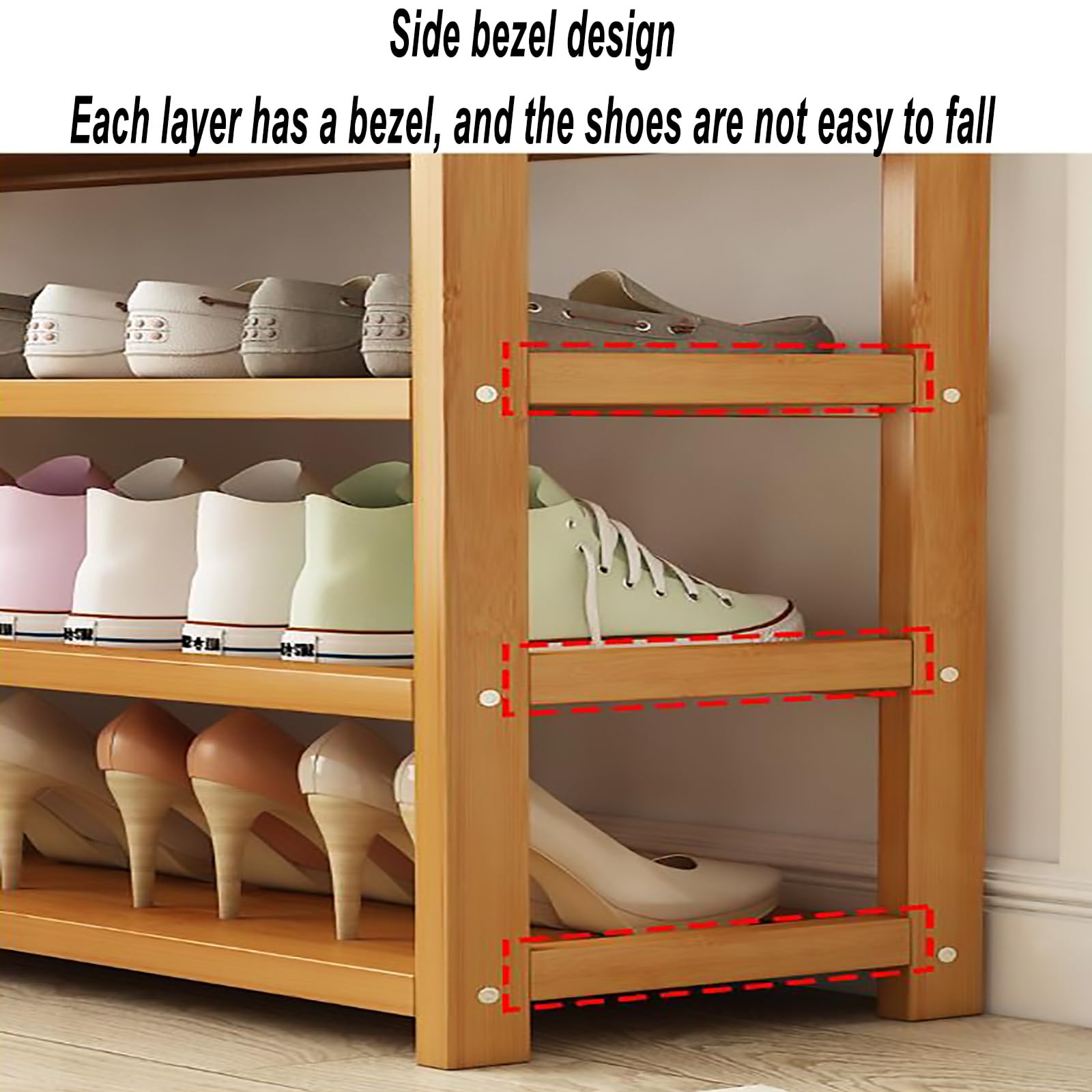 Vertikales Bambus Schuhregal 5 Etagen  Zusammenklappbar, Platzsparend,  25,4x25,4x71,1 Cm 5 Etagen Schuhstnder