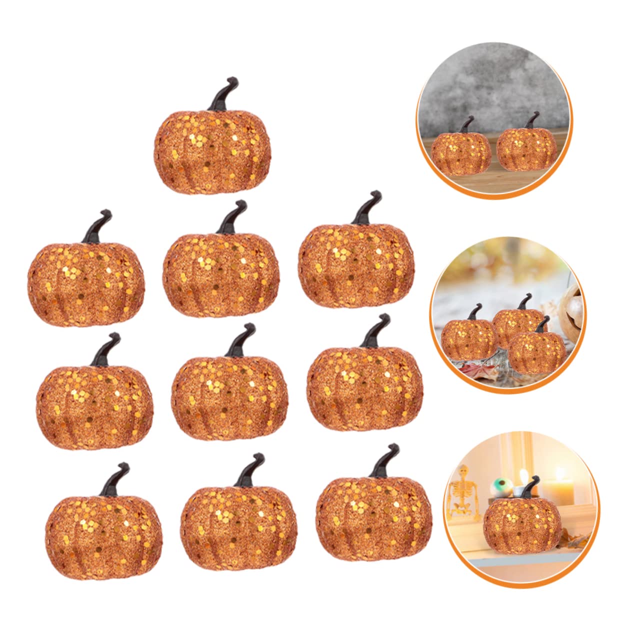 Garneck 5sets Kürbis Ornamente Glitter Künstliche Kürbisse Prop Halloween Center Decor 10 Stücke * 5
