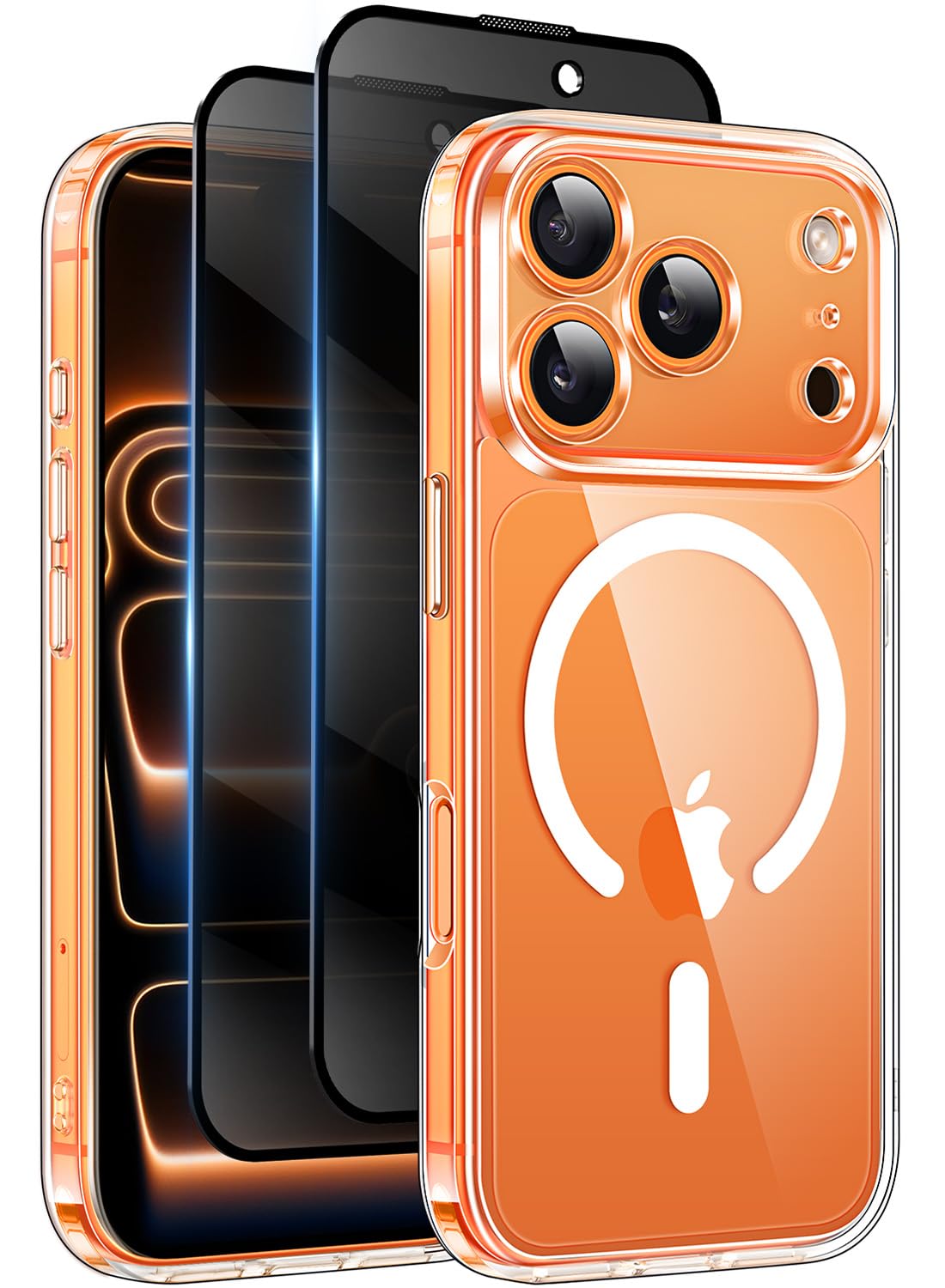 Qasyfanc for iPhone 17 Pro Case, Privacy Screen Protectors X2, Clear