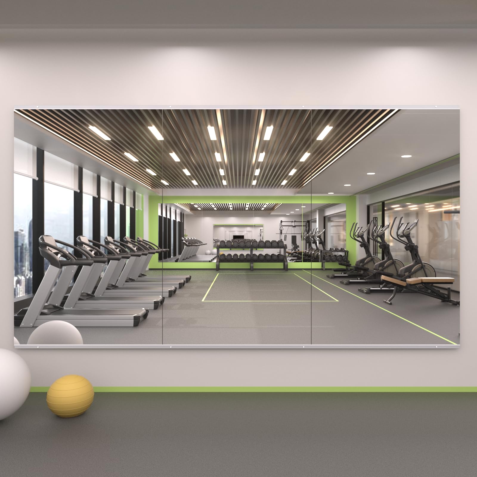 LOAAO Home Gym Mirror, 48"x28"-3 PCS Gym Mirrors for Wall, Frameless, Tempered Glass, Large Workout Mirrors for Home Gym, Dance Studio, Yoga Room, Garage Gym