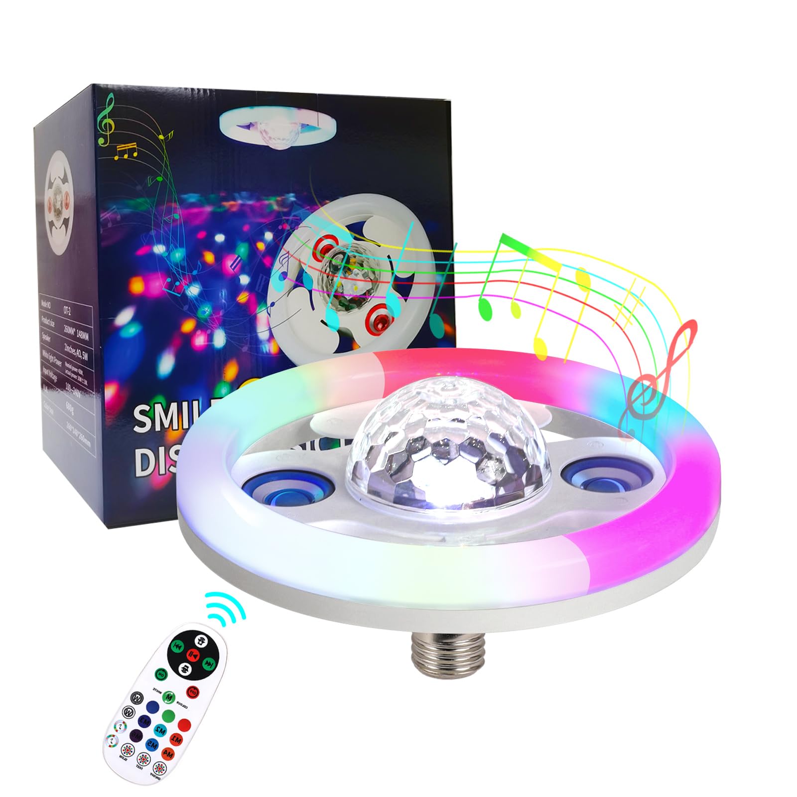 Musik-synchronisierte LED-Partylichter mit Bluetooth-Lautsprecher, energieeffizient, Stroboskop & Farbverlauf, ideal für Tanzflächen, Geburtstagsfeiern & Hausunterhaltung (Disco-Licht ohne Ständer)