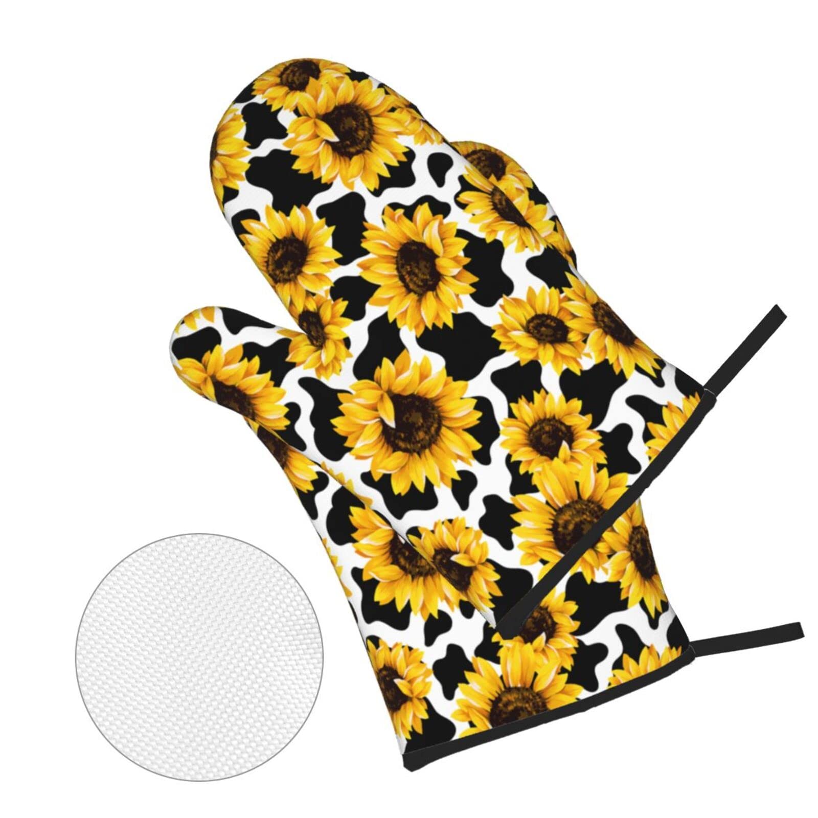 Lot de 4 maniques et maniques imprimées motif vache pâturant - Imperméables et durables - Résistants à la chaleur - Pour cuisine, grillades