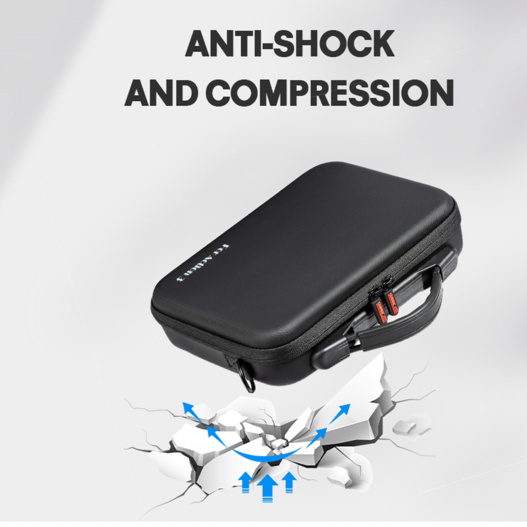 Storage Box for DJI OSMO Action 3 / DJI Action 4 Adventure Combo Water Proof Carry Case Shock Proof Action Camera, Hub Perfect Fit Bag : Protective Travel with Carabiner+Lanyard Ropes+Shoulder Straps 3