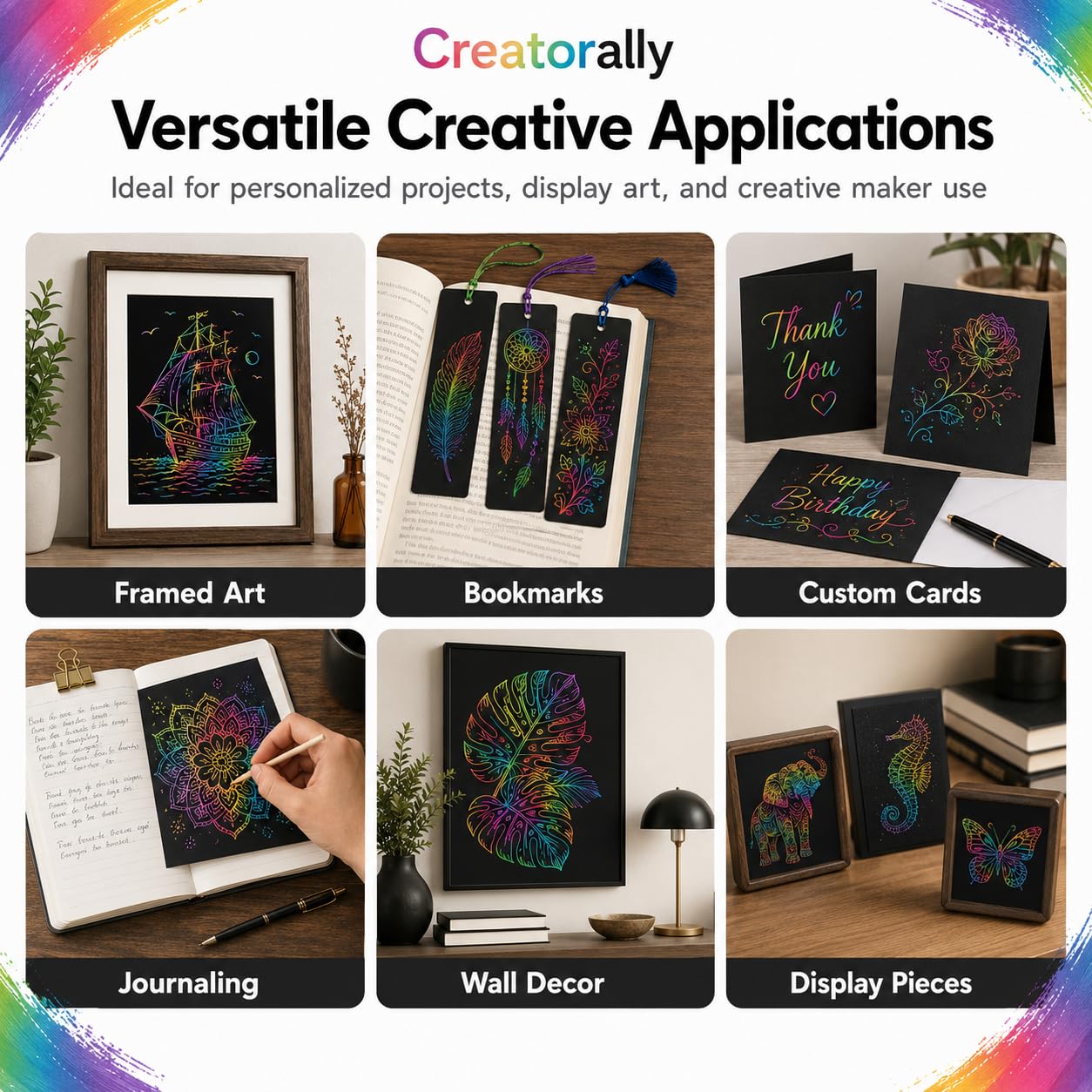 Kratzpapier A4, Bastelpapier für Laser Gravur, Regenbogen 50 Blatt Zum Kinder Zeichnen, Kunstbedarf, DIY, Weihnachten, Geburtstagsgeschenk