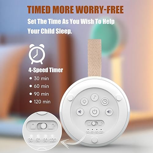 Miniatura 9 de Máquina de ruido blanco adecuada para bebés y adultos, máquina de sonido portátil, equipada con batería de larga duración, 24 sonidos relajantes,