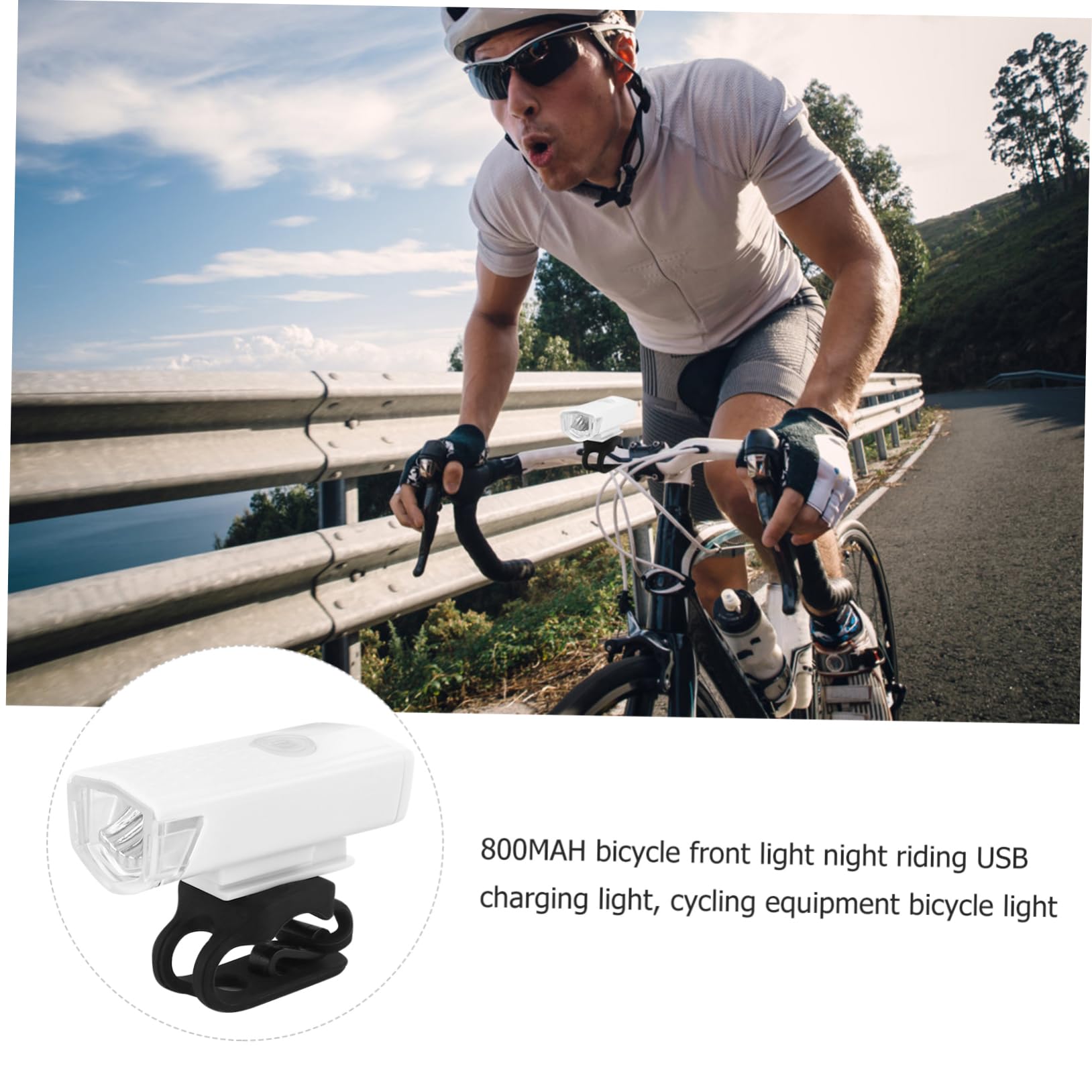 VINTORKY 1 Set USB Rechargeable Bike Light Front Lamp for Night Riding Lightweight Easy to Install Indicator Lamp for Cycling