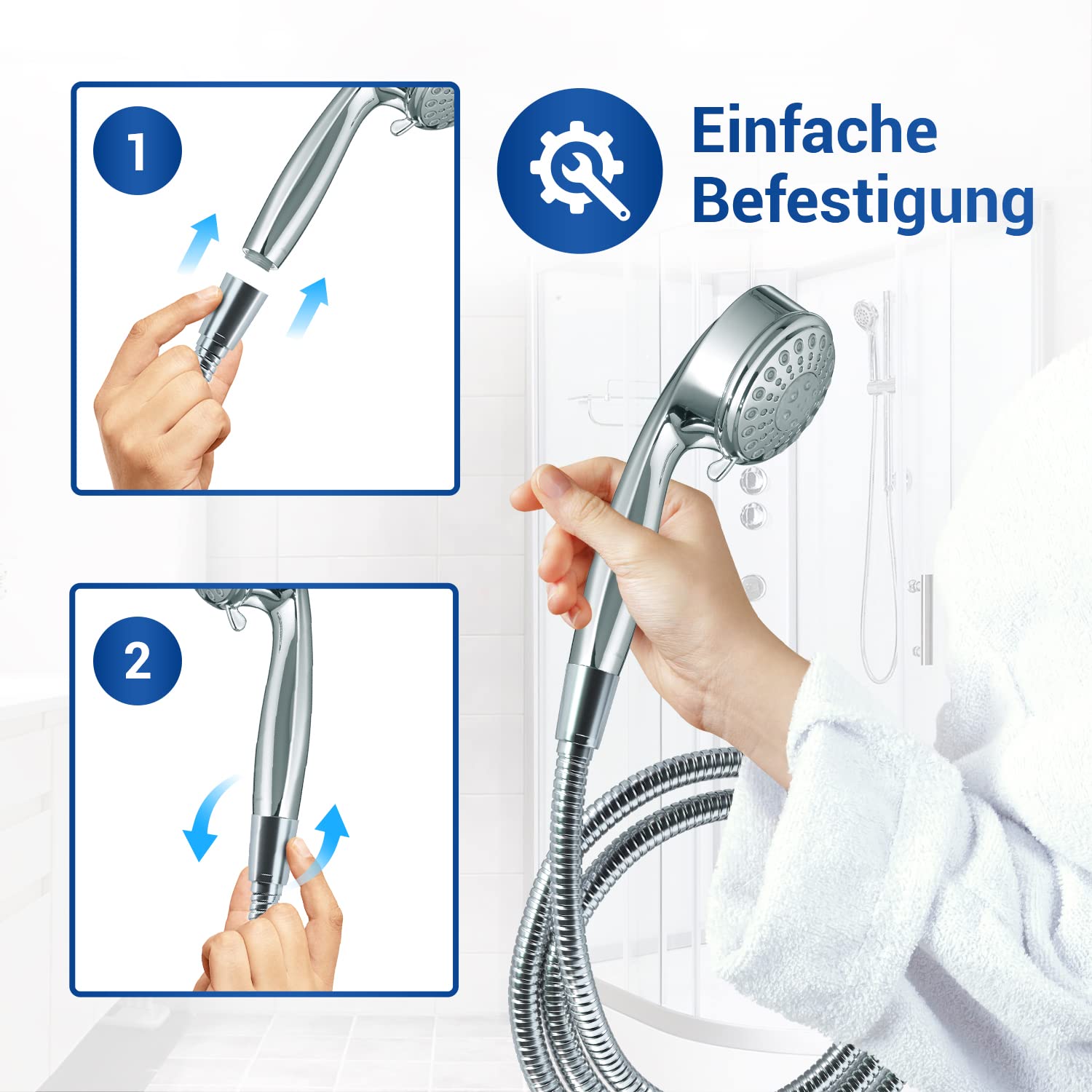 Flexibler Silikon-Duschschlauch 1,5m - Anti-Verdreh & Hochdrucktauglich