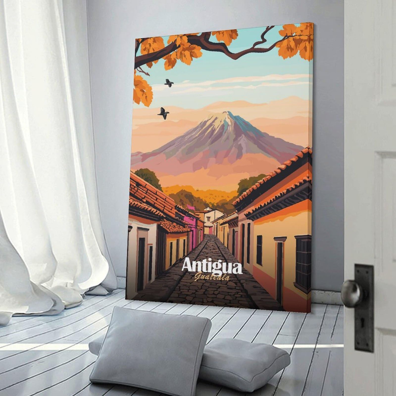 Junmoney Frame-Style-21 Home Decor Wall Art Antigua Guatemala Travel Poster, 08X12inch(20X30cm), For Bedroom Decor, Cosy Corners Or Studios, Decorative Wall Art For Cosy Rooms