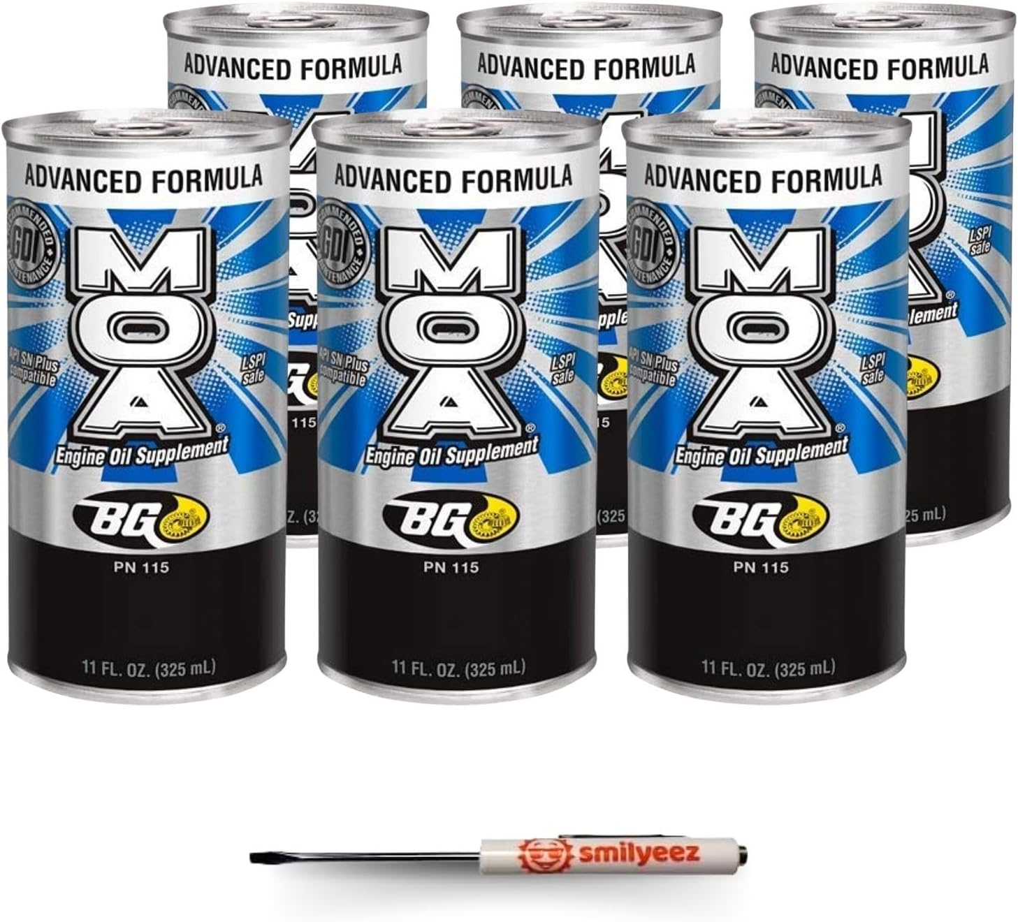 Smilyeez Listing for BG Advanced Formula MOA Motor Oil Additive - Engine Oil Supplement PN 115 (2 Cans) - with a Pocket Screwdriver