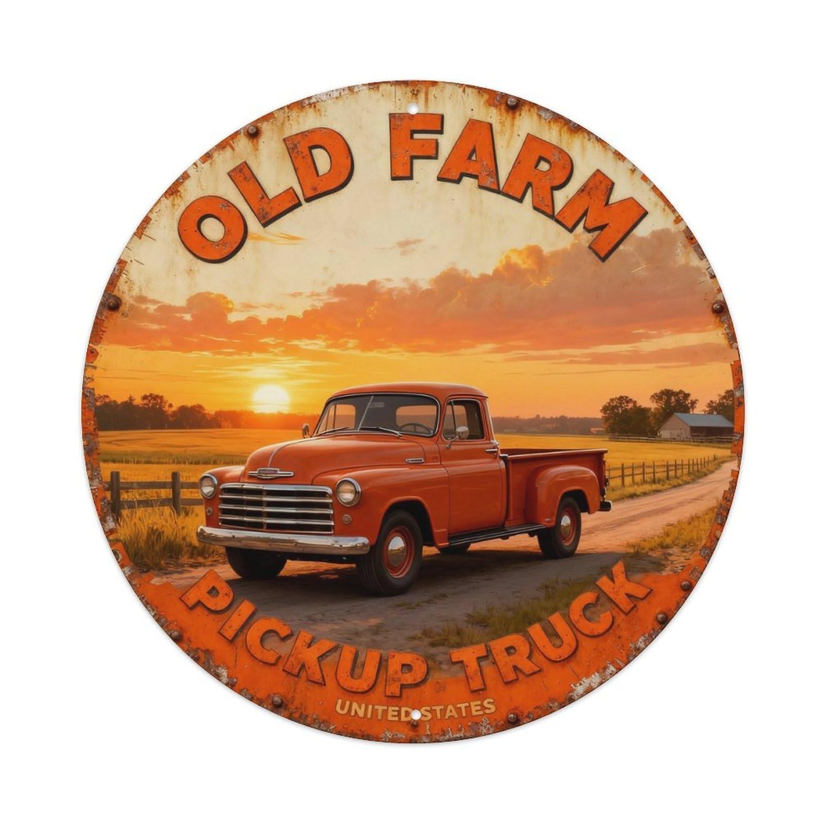 OLD FARM PICKUP TRUCK Metal Tin Sign Plaque