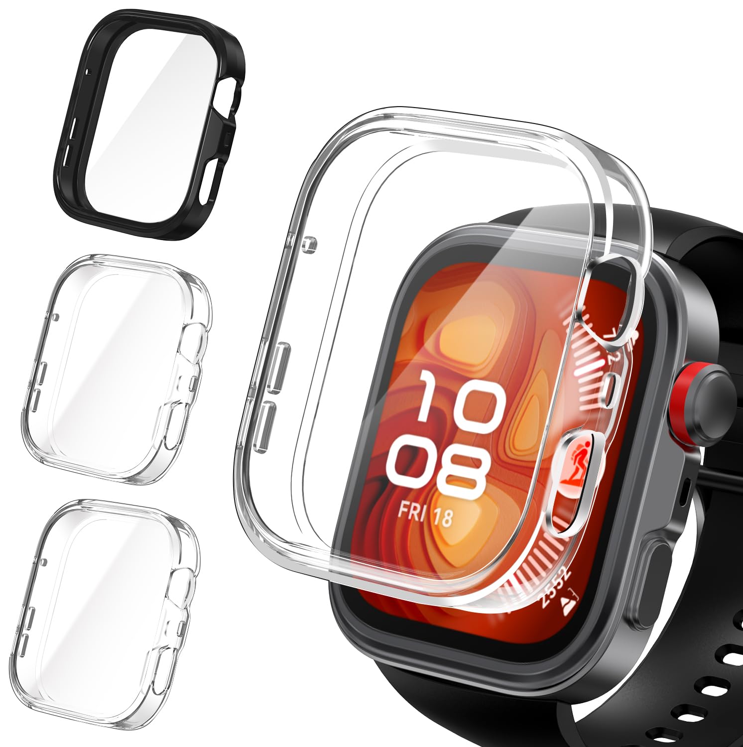 ivoler 3 sztuki etui z folią ochronną do Huawei Watch Fit 4 Pro, pełne pokrycie, odporne na uderzenia i zarysowania, ultracienkie, miękkie etui ochronne z termoplastycznego poliuretanu (TPU), 2