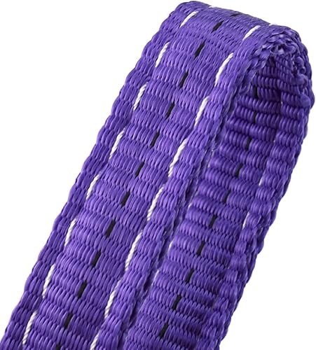 Miniatura 4 de QWORK Correas de elevación con ganchos, 5 pies, capacidad de 4409 libras, paquete de 2 correas de poliéster, correas de aparejo moradas para