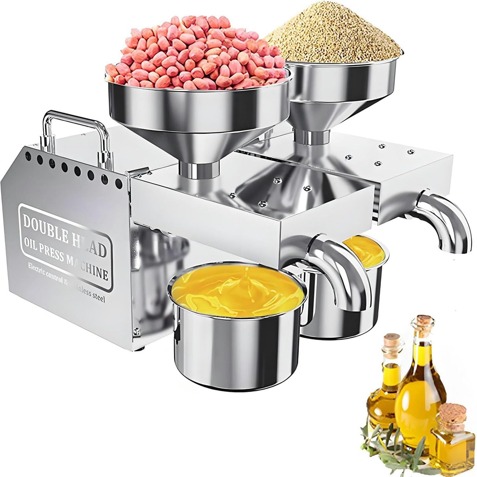 Presse à huile automatique double tête 1200W idéale pour les cuisines et restaurants modernes