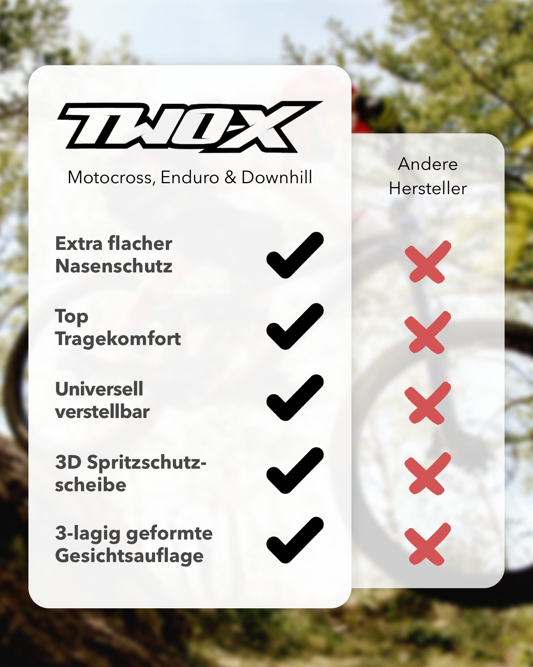TWO-X Lunettes de cross - Lunettes de motocross avec verre transparent - Lunettes de moto anti-rayures - Enduro & Downhill - Lunettes de protection - Verre transparent - Atom - Rouge Inferno